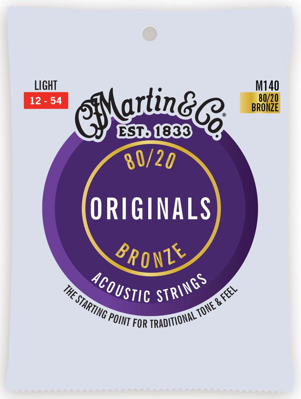Martin M140 The Originals 80/20 Bronze Acoustic Guitar Strings Light 12-54