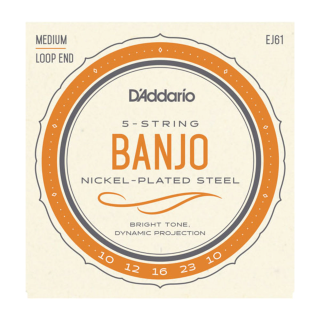 D'Addario EJ61 5-String Banjo Strings, Nickel, Medium 10-23