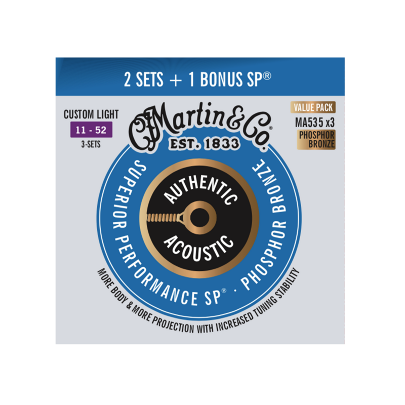 MA535 Martin Strings, 92/8 Phosphor Bronze, Custom Light 11
