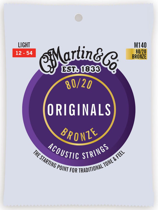 Martin M140 The Originals 80/20 Bronze Acoustic Guitar Strings Light 12-54