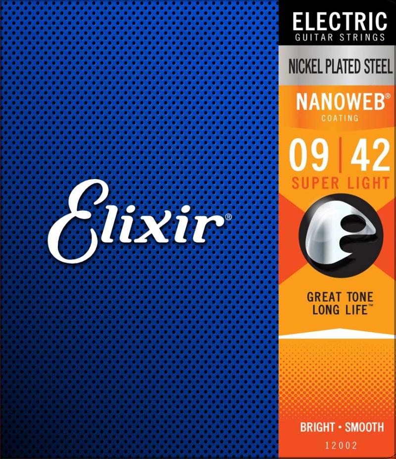 Elixir Strings 12002 Nanoweb Electric Guitar Strings -.009-.042 Super Light