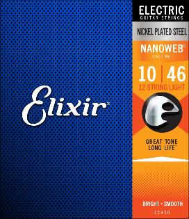 Elixir 12450 Nanoweb Coated Nickel Plated 12 Twelve String Electric Guitar Strings Light 10-46
