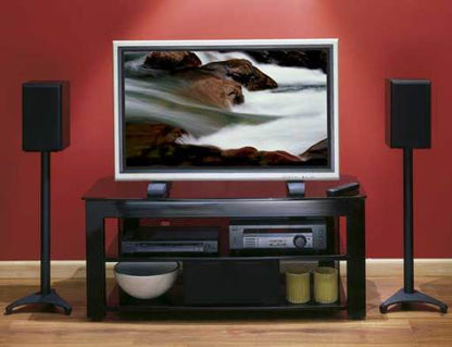 Widescreen TV/AV Stand Rigid strength and contemporary design in an affordable package in Black