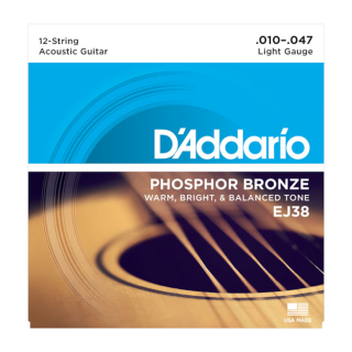 EJ38 Phosphor Bronze 12-String Acoustic Guitar Strings, Light, 10-47